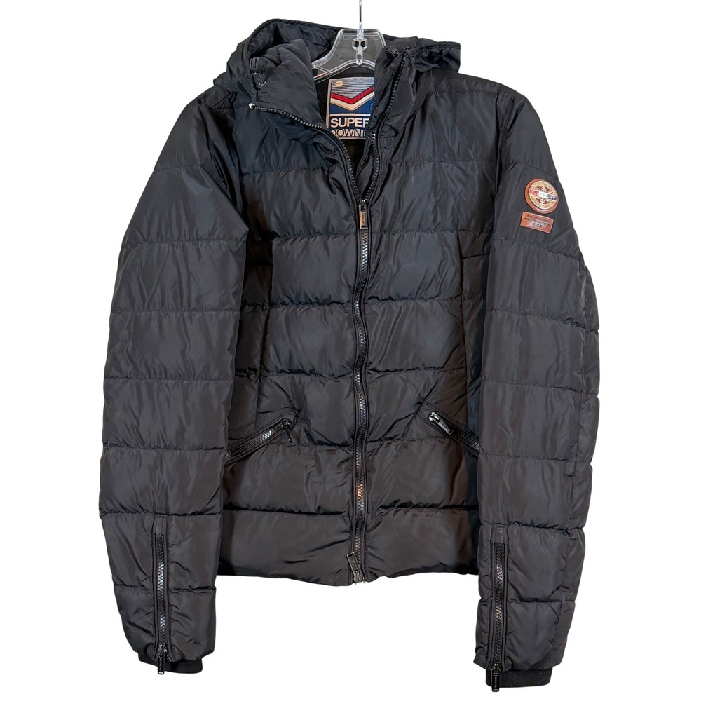 Superdry Down Luxe Expedition Puffer Jacket Black Hooded US 8 Gorpcore‎ Winter